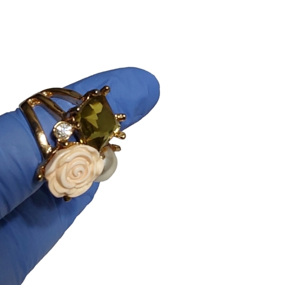 FLORAL COCKTAIL RING SIZE 7.5 - Picture 5 of 7